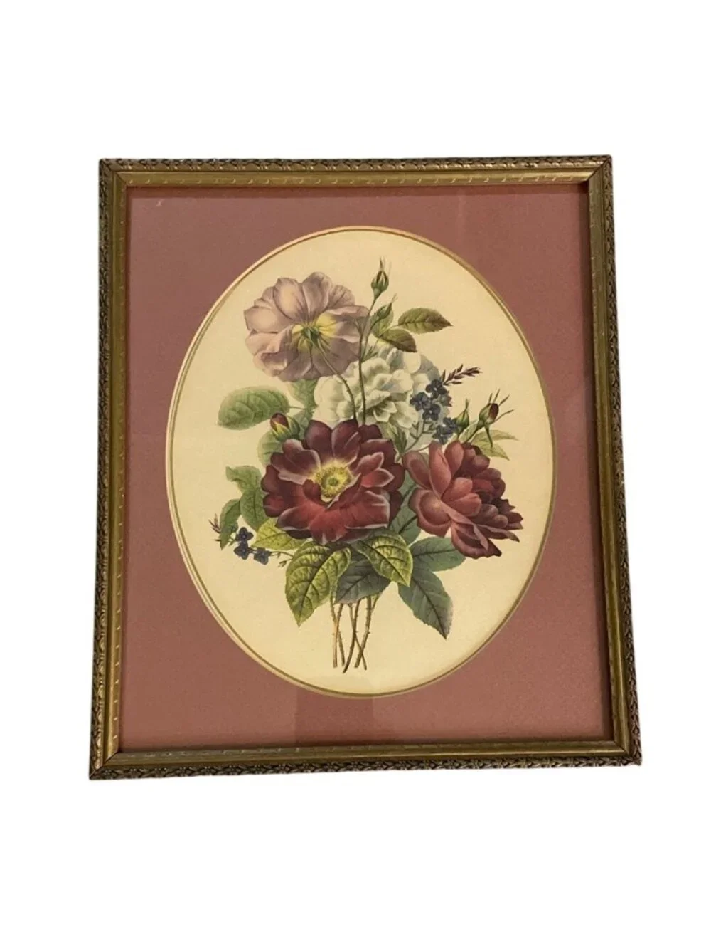 Vintage Framed Botanical Prints  J.L. Prevost Set Of 2 Floral Cottagecore